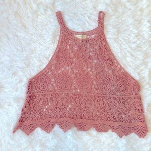 Onetheland Beautiful Dusty Pink Crochet top/Coverup